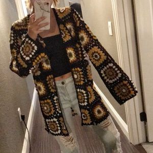 70’s Floral Crochet Cardigan